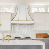 Fobest Stainless Steel Custom White Range Hood with Brass Accents FSS-212-Stainless Steel Range Hood-Fobest
