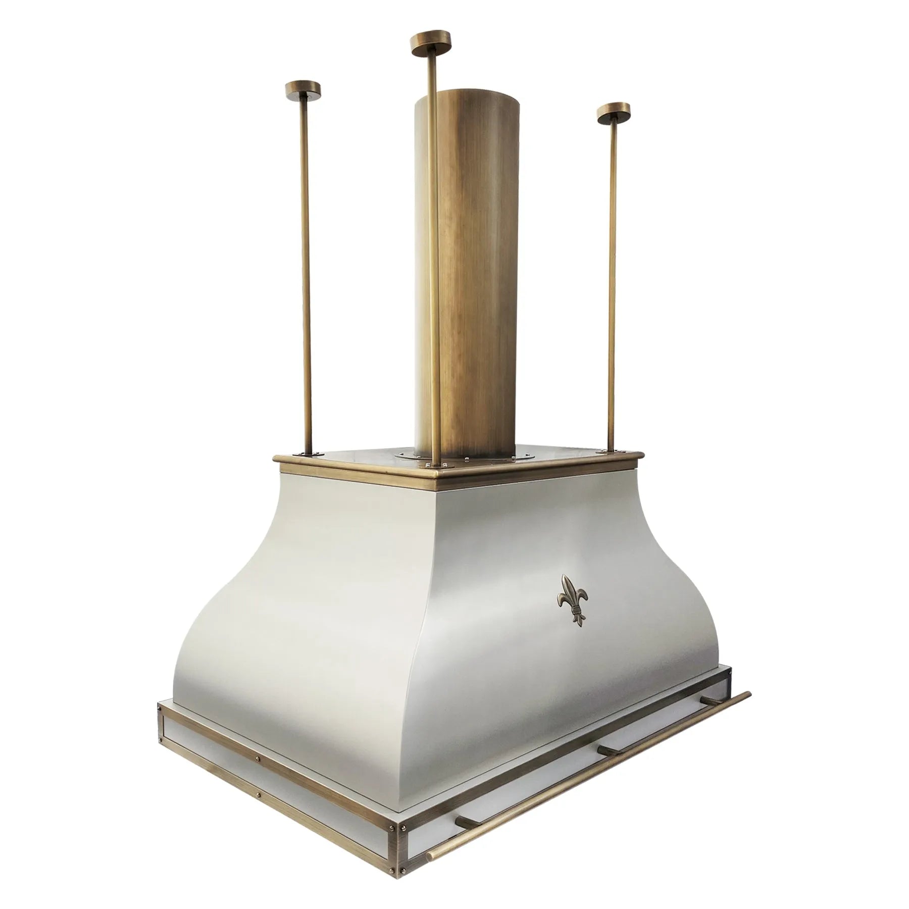 Fobest Stainless Steel Island Range Hood with Brass Accents FSS-436-Stainless Steel Range Hood-Fobest
