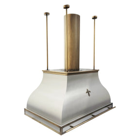 Fobest Stainless Steel Island Range Hood with Brass Accents FSS-436-Stainless Steel Range Hood-Fobest