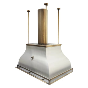 Fobest Stainless Steel Island Range Hood with Brass Accents FSS-436-Stainless Steel Range Hood-Fobest