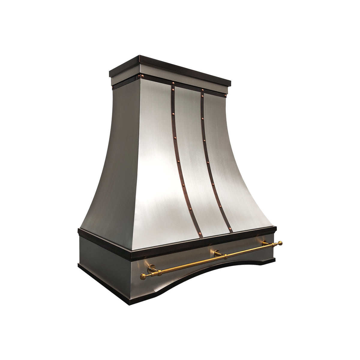 Fobest Stainless Steel Range Hood with Antique Straps and Brass Rail FSS-394-Stainless Steel Range Hood-Fobest