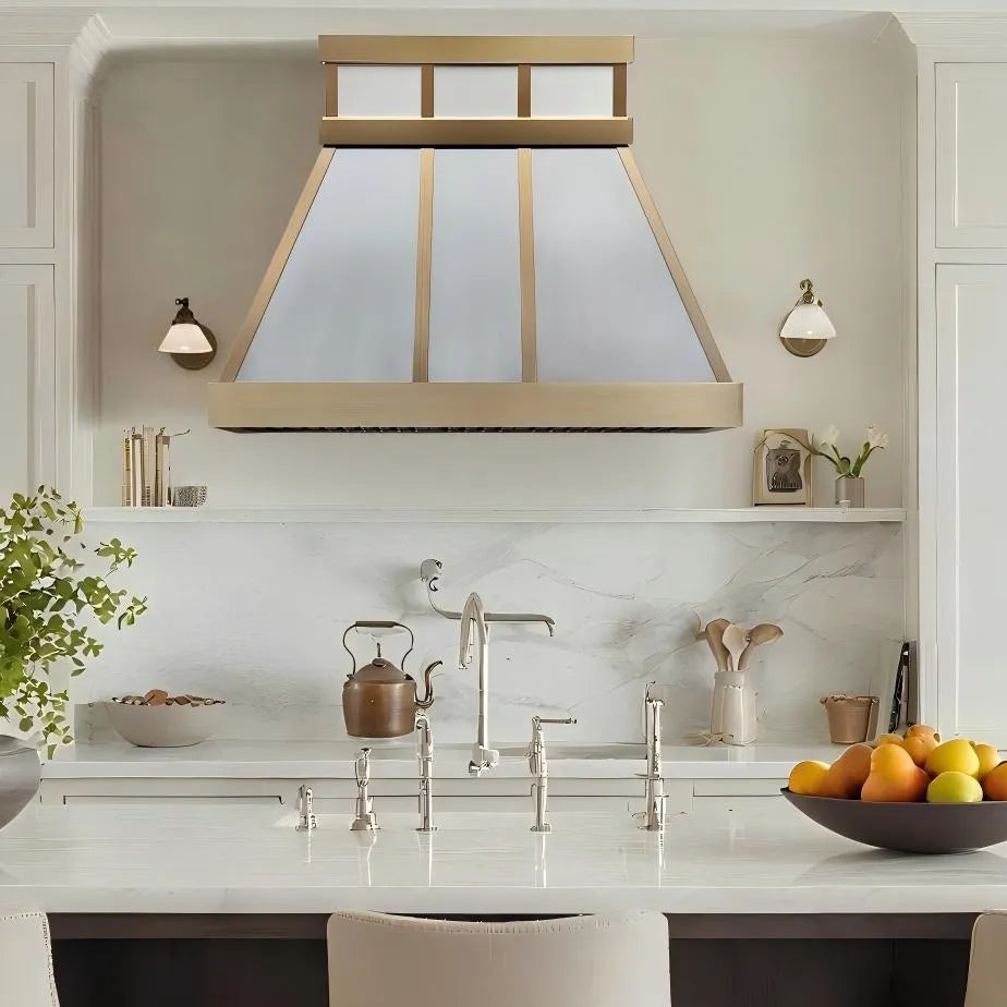 Fobest Stainless Steel Range Hood with Bold Brass Framing FSS-402-Stainless Steel Range Hood-Fobest