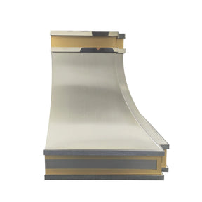 Fobest Stainless Steel Range Hood with Brass Frame Detailing FSS-389-Stainless Steel Range Hood-Fobest