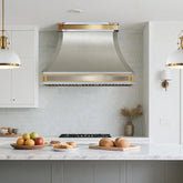 Fobest Stainless Steel Range Hood with Brass Frame Detailing FSS-389-Stainless Steel Range Hood-Fobest