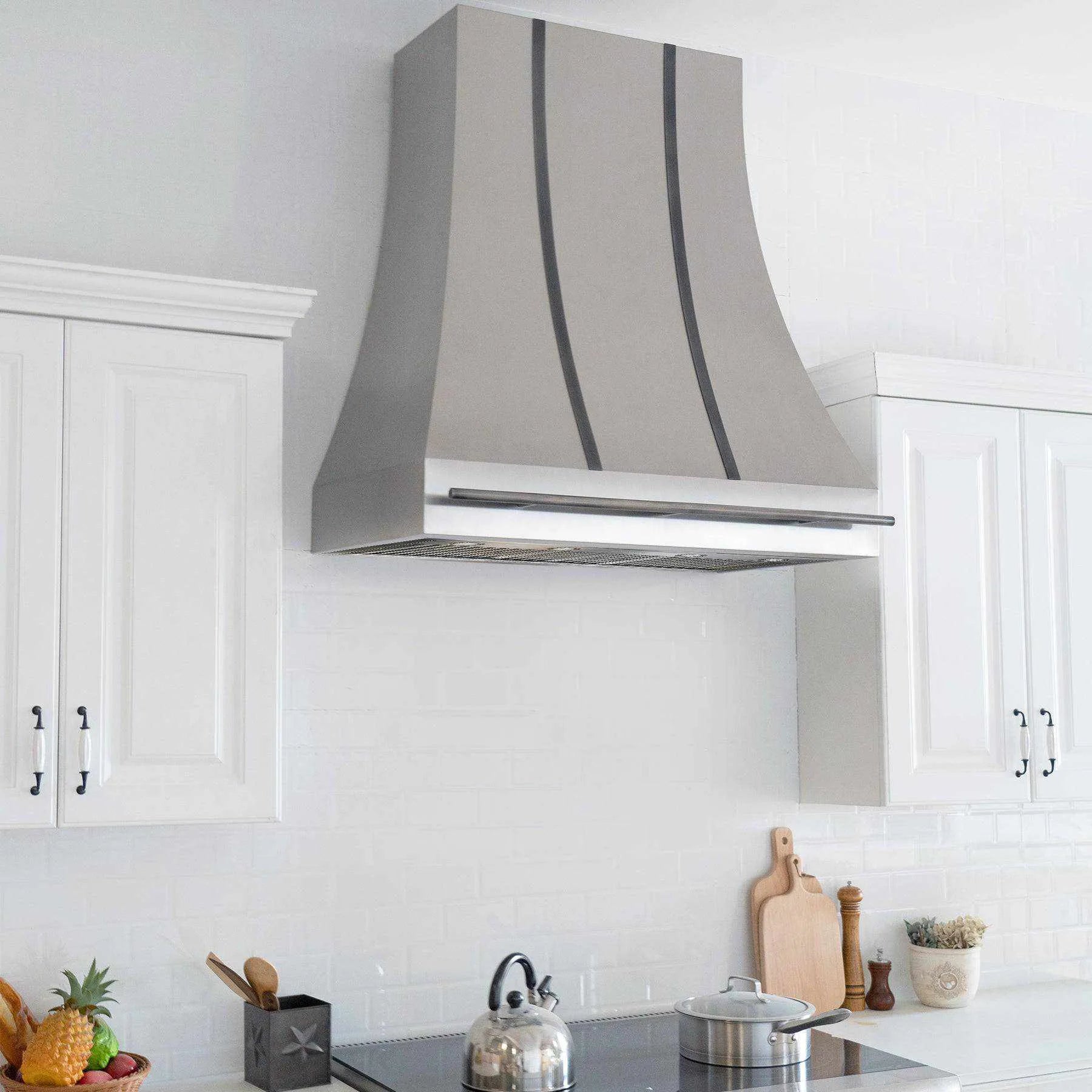 Fobest Stainless Steel Range Hood with Brushed Grey Straps FSS-115-Stainless Steel Range Hood-Fobest