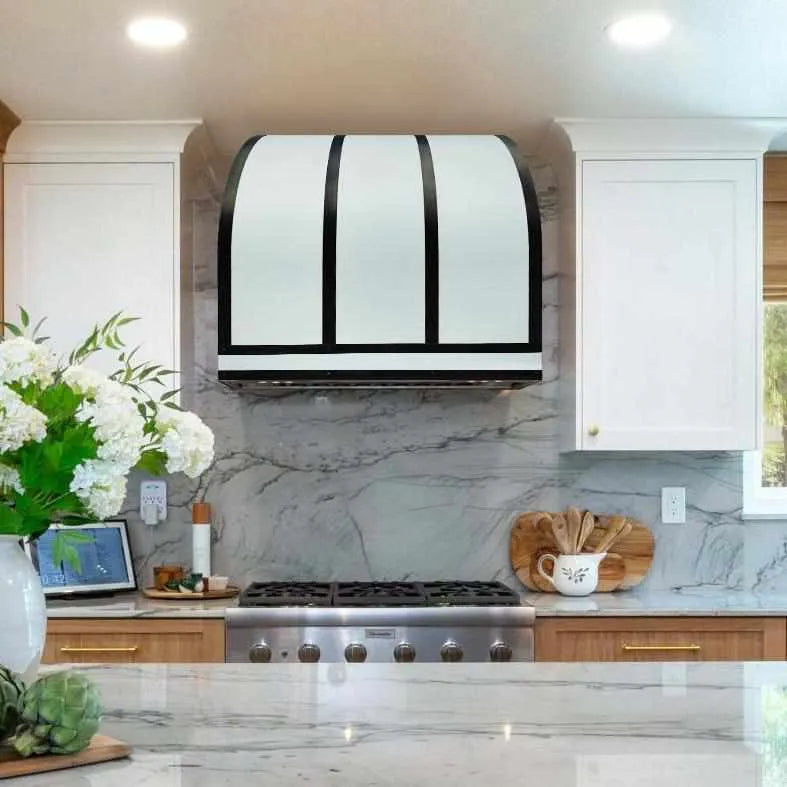 Fobest Stainless Steel Range Hood with White Barrel Design FSS-257-Stainless Steel Range Hood-Fobest