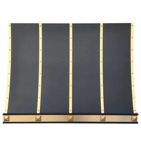 Fobest Stainless Steel Stove Hood with Brushed Brass Straps FSS-344-Stainless Steel Range Hood-Fobest