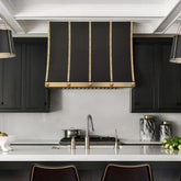 Fobest Stainless Steel Stove Hood with Brushed Brass Straps FSS-344-Stainless Steel Range Hood-Fobest