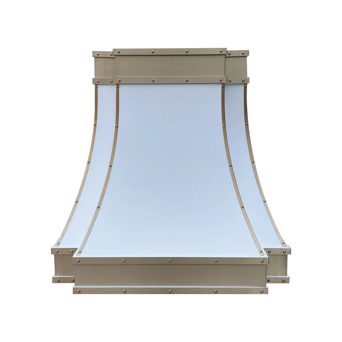 Fobest Stainless Steel White Range Hood with Brass Decor FSS-325-Stainless Steel Range Hood-Fobest