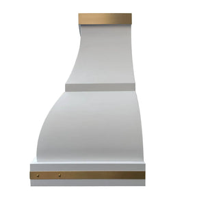 Fobest Stainless Steel White Range Hood with Brass Decor FSS-34-Stainless Steel Range Hood-Fobest