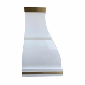 Fobest Stainless Steel White Range Hood with Brass Decor FSS-34-Stainless Steel Range Hood-Fobest