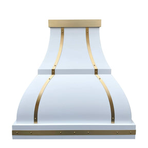 Fobest Stainless Steel White Range Hood with Brass Decor FSS-34-Stainless Steel Range Hood-Fobest