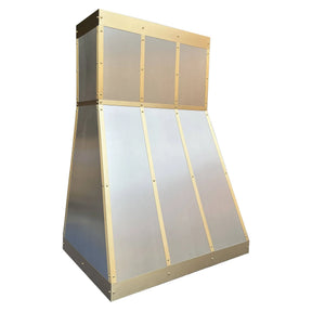 Fobest Tapered Stainless Steel Range Hood with Brass Trim FSS-110-Stainless Steel Range Hood-Fobest