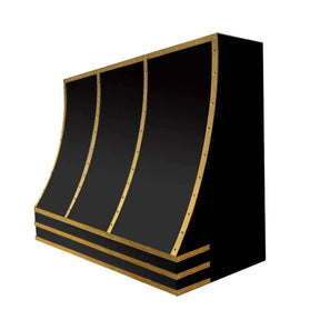 Fobest Wall Mount Stainless Steel Range Hood with Bold Brass Accents FSS-26-Stainless Steel Range Hood-Fobest