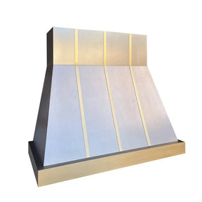 Fobest Wall Mount Stainless Steel Range Hood with Gold Bands FSS-19-Stainless Steel Range Hood-Fobest