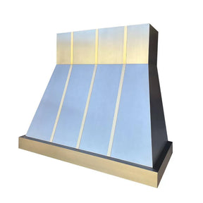 Fobest Wall Mount Stainless Steel Range Hood with Gold Bands FSS-19-Stainless Steel Range Hood-Fobest