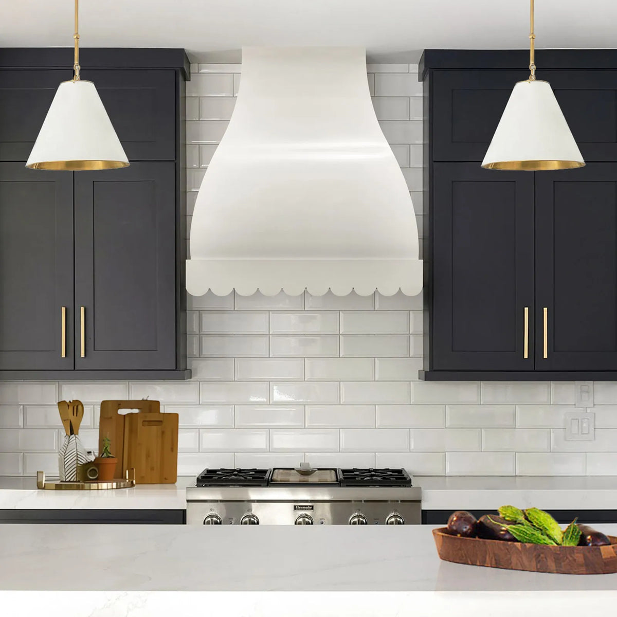 Fobest White Custom Range Hood Stainless Steel Scalloped Edge FSS-456