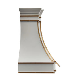 Fobest White Custom Stainless Steel Range Hood with Polished Brass Trim FSS-424-Stainless Steel Range Hood-Fobest
