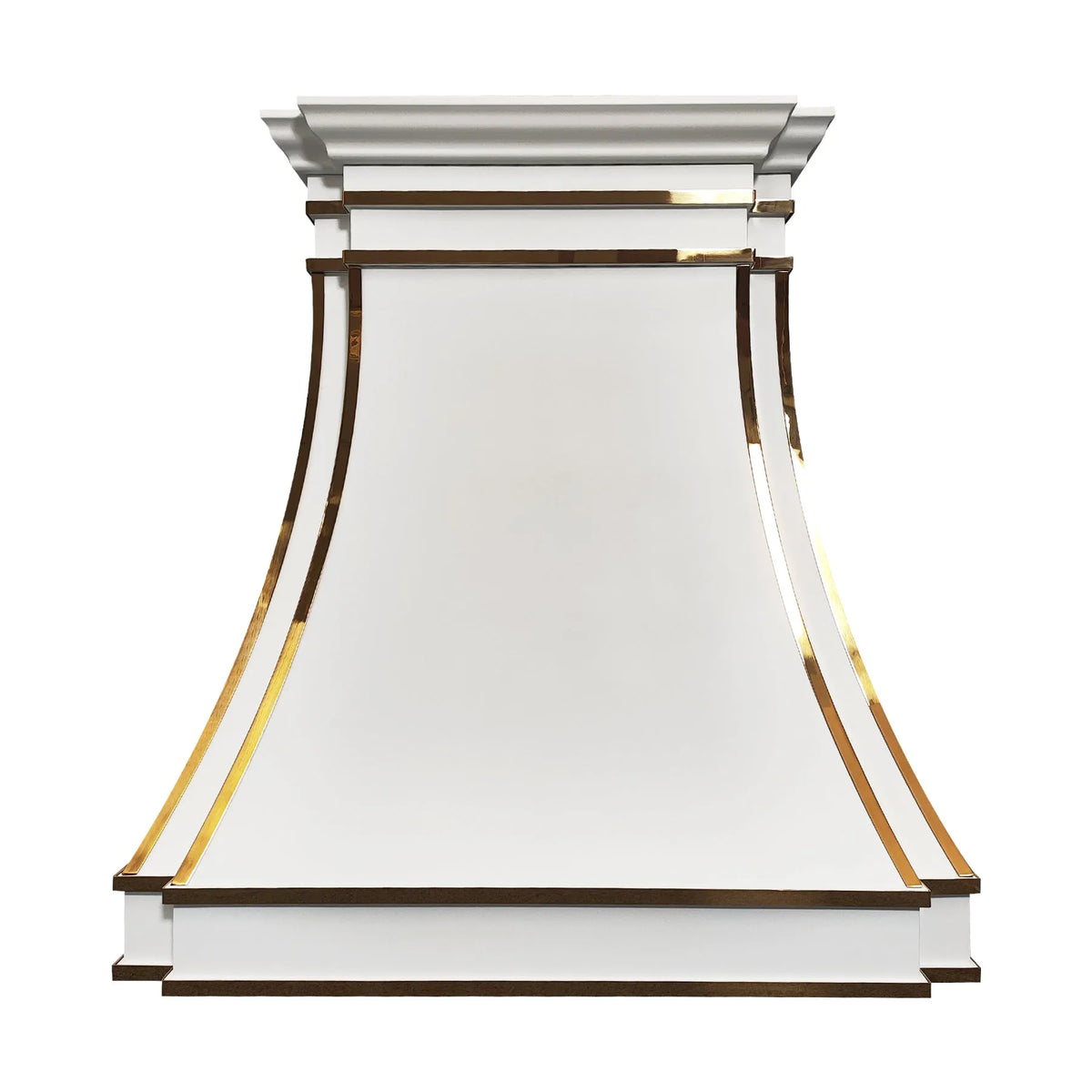 Fobest White Custom Stainless Steel Range Hood with Polished Brass Trim FSS-424-Stainless Steel Range Hood-Fobest