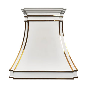 Fobest White Custom Stainless Steel Range Hood with Polished Brass Trim FSS-424-Stainless Steel Range Hood-Fobest