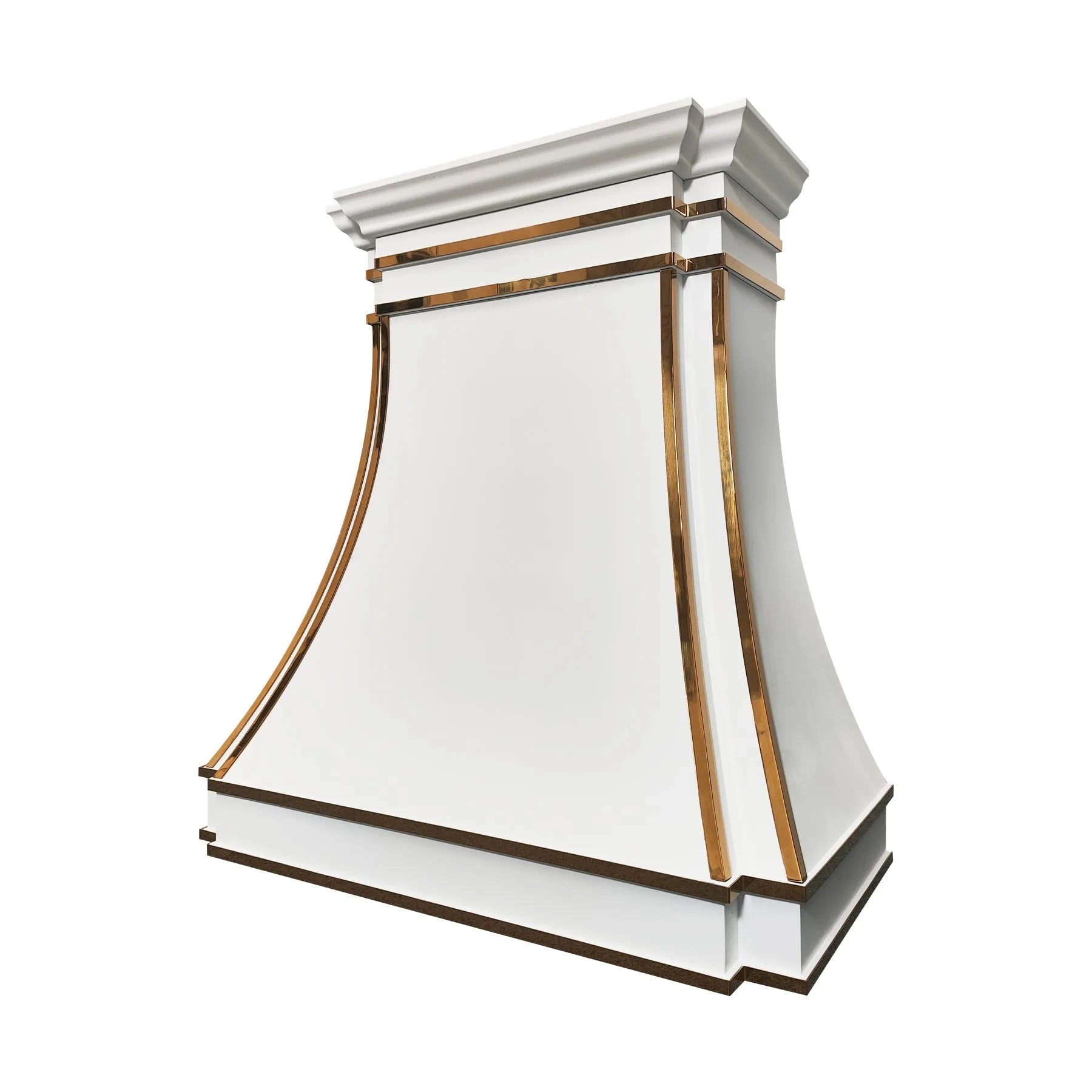 Fobest White Custom Stainless Steel Range Hood with Polished Brass Trim FSS-424-Stainless Steel Range Hood-Fobest