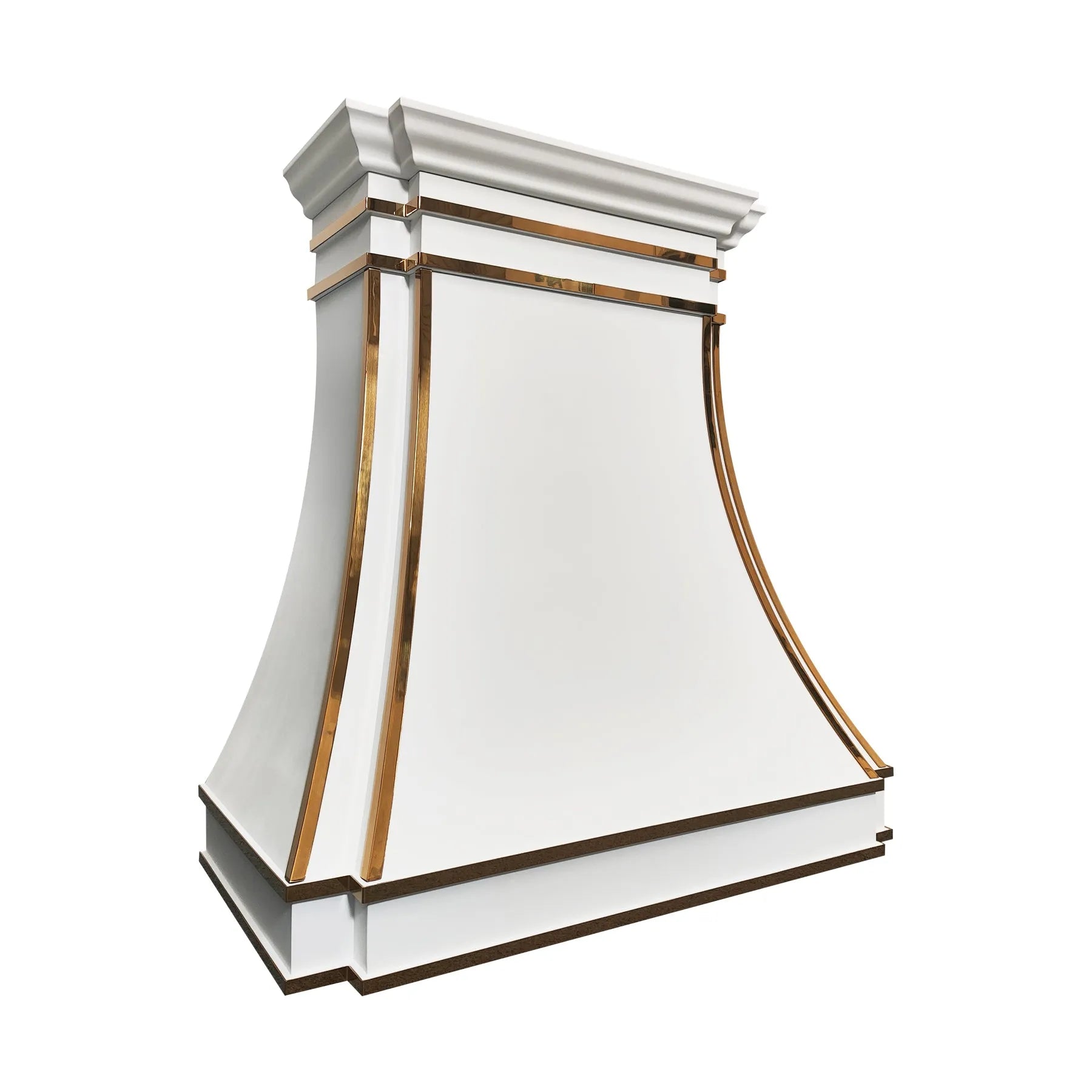 Fobest White Custom Stainless Steel Range Hood with Polished Brass Trim FSS-424-Stainless Steel Range Hood-Fobest