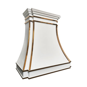 Fobest White Custom Stainless Steel Range Hood with Polished Brass Trim FSS-424-Stainless Steel Range Hood-Fobest