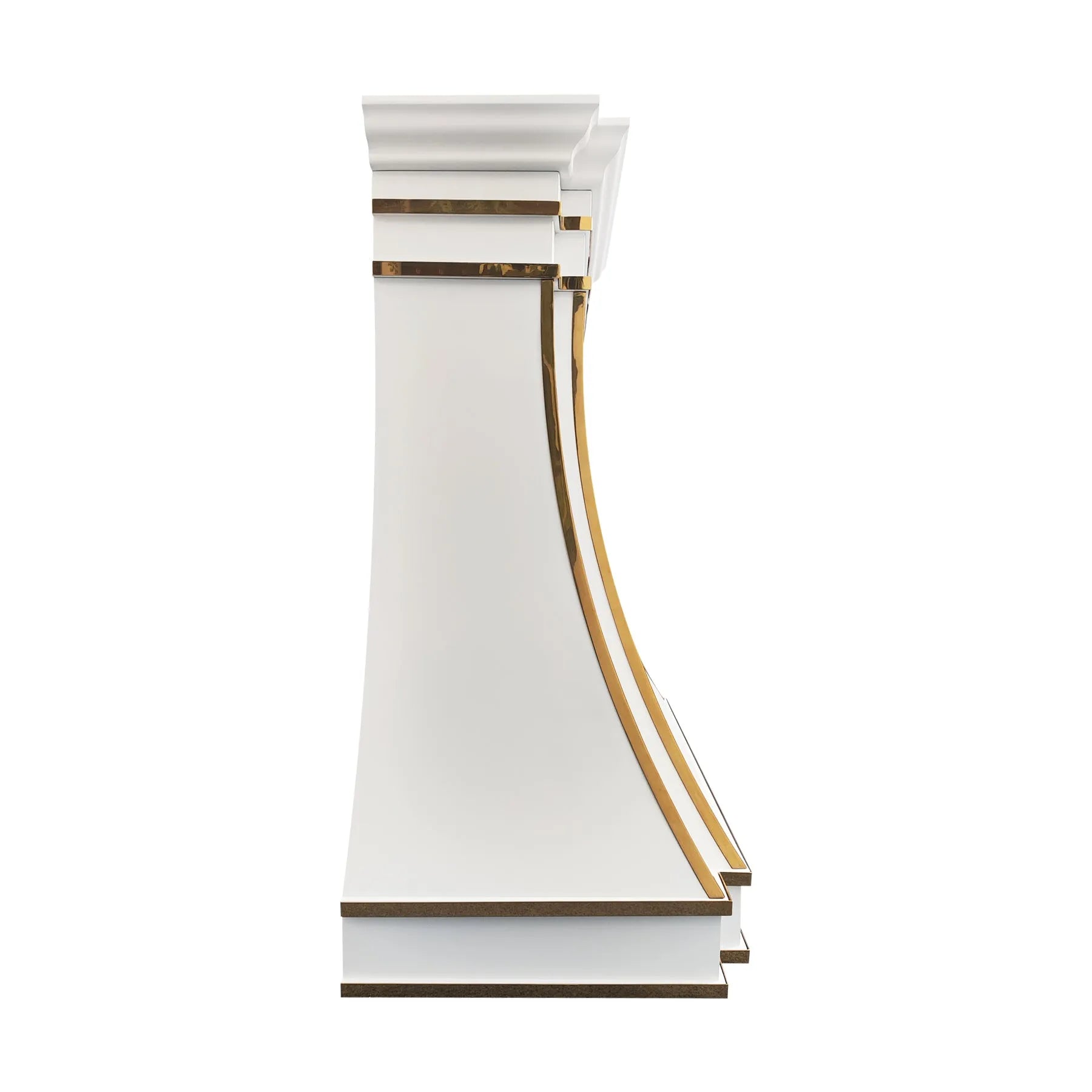 Fobest White Custom Stainless Steel Range Hood with Polished Brass Trim FSS-424-Stainless Steel Range Hood-Fobest