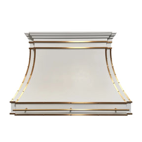 Fobest White Custom Stainless Steel Range Hood with Polished Brass Trim FSS-424-Stainless Steel Range Hood-Fobest
