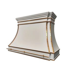 Fobest White Custom Stainless Steel Range Hood with Polished Brass Trim FSS-424-Stainless Steel Range Hood-Fobest