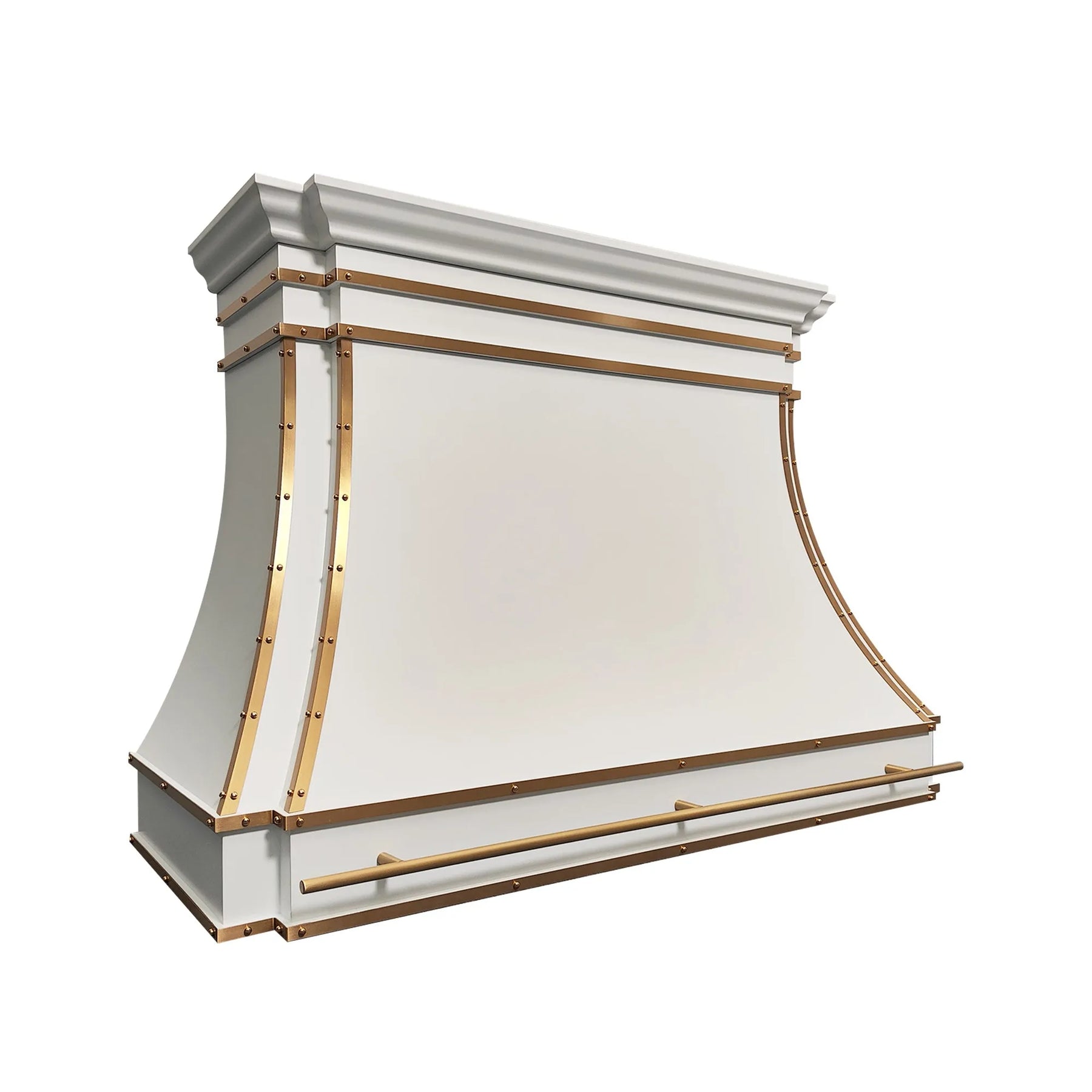 Fobest White Custom Stainless Steel Range Hood with Polished Brass Trim FSS-424-Stainless Steel Range Hood-Fobest
