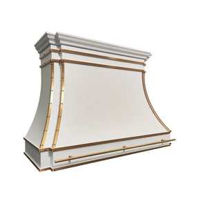 Fobest White Custom Stainless Steel Range Hood with Polished Brass Trim FSS-424-Stainless Steel Range Hood-Fobest