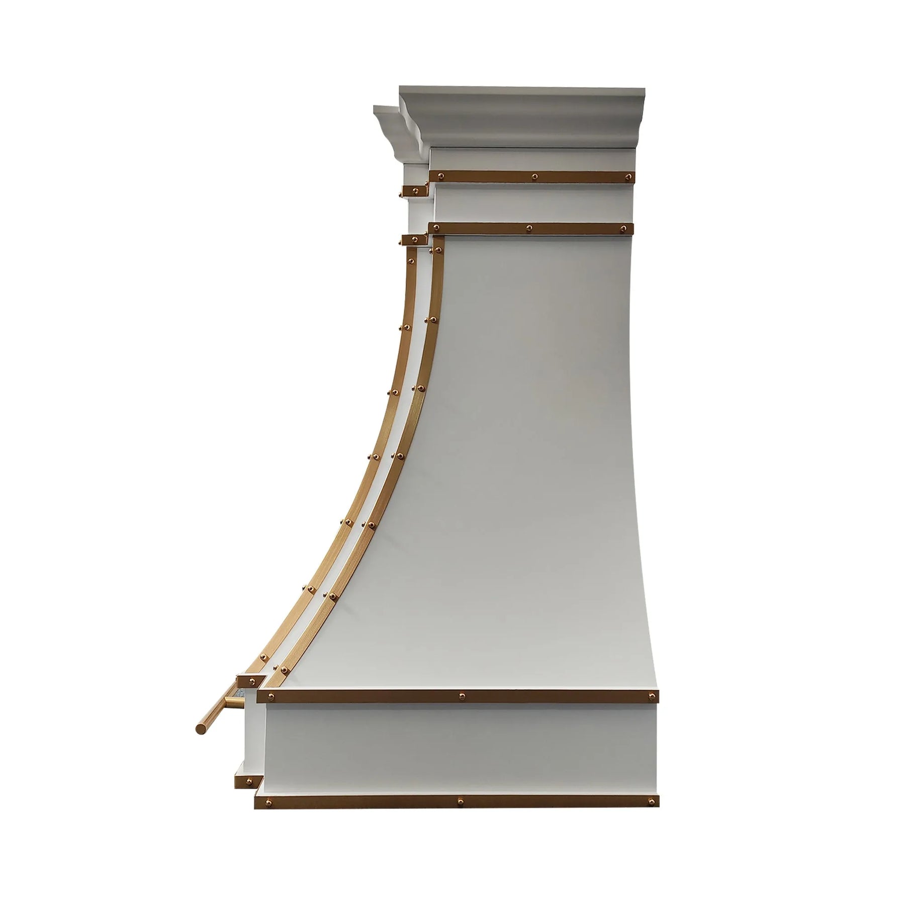 Fobest White Custom Stainless Steel Range Hood with Polished Brass Trim FSS-424-Stainless Steel Range Hood-Fobest