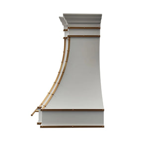 Fobest White Custom Stainless Steel Range Hood with Polished Brass Trim FSS-424-Stainless Steel Range Hood-Fobest