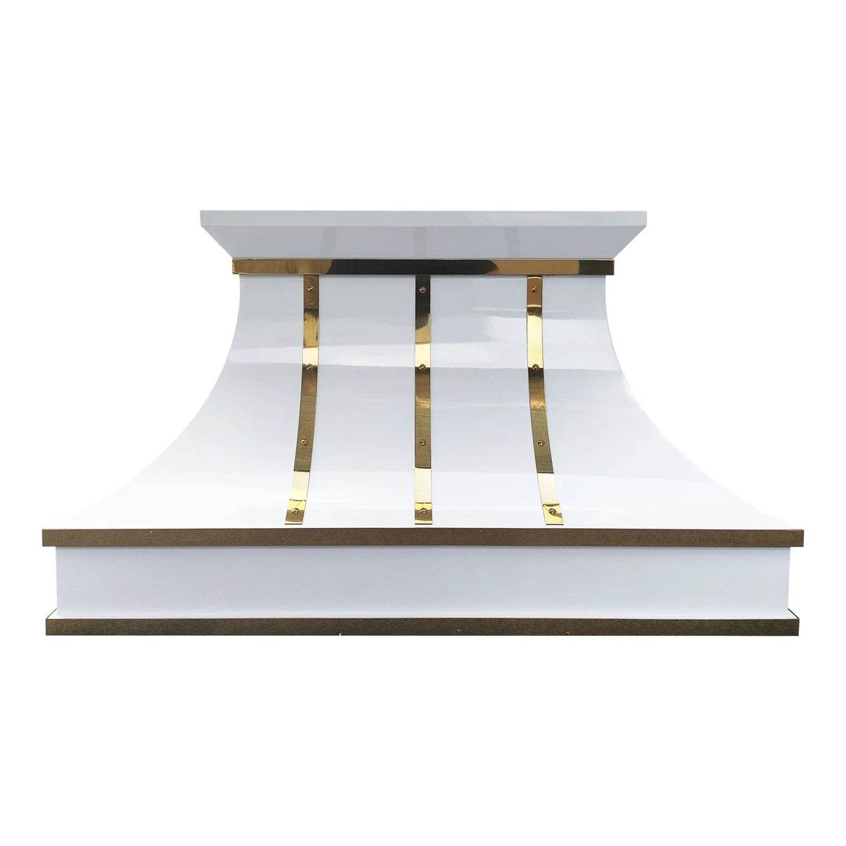 Fobest White Custom Vent Hood Stainless Steel with Brass Strap FSS-443-Stainless Steel Range Hood-Fobest