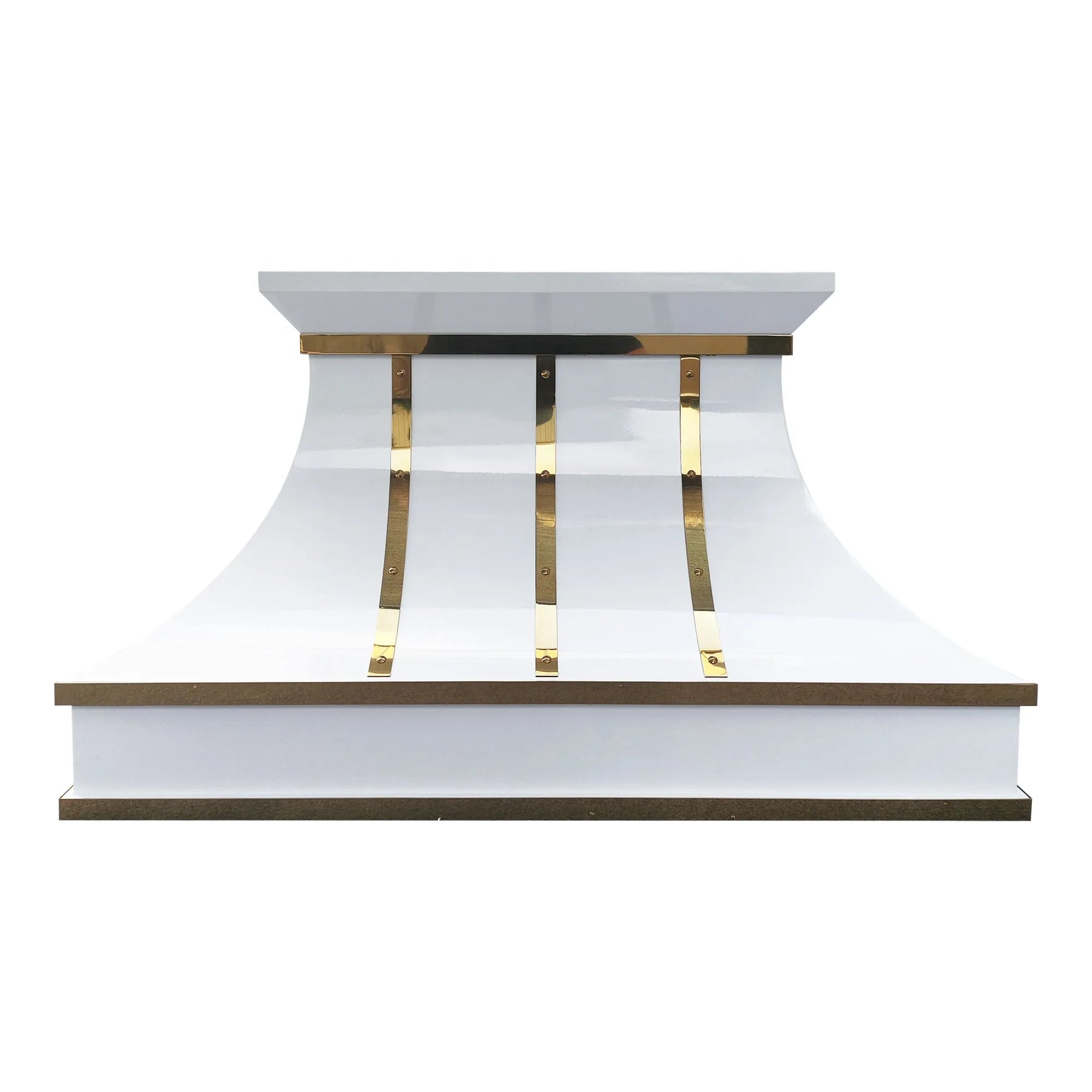 Fobest White Custom Vent Hood Stainless Steel with Brass Strap FSS-443-Stainless Steel Range Hood-Fobest