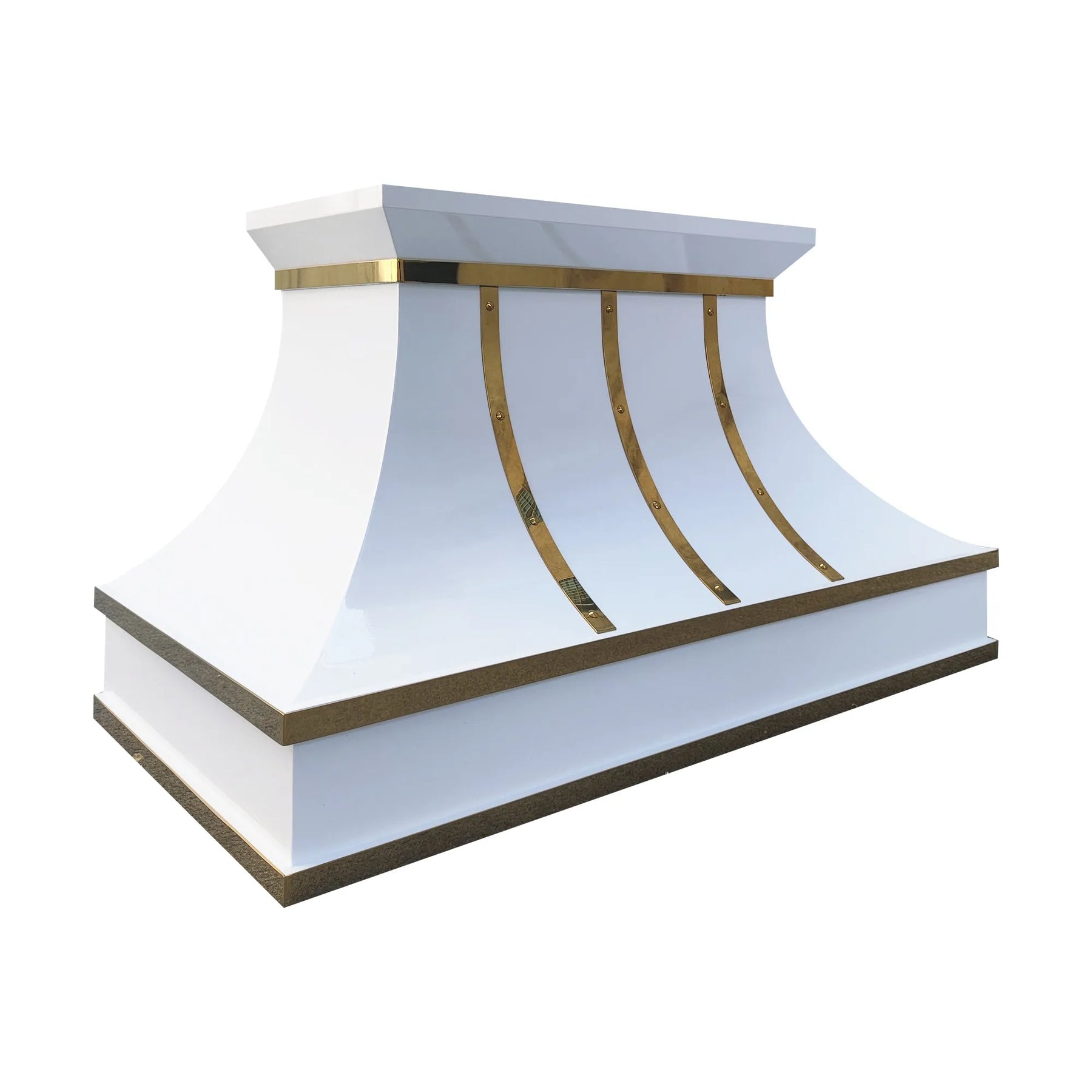 Fobest White Custom Vent Hood Stainless Steel with Brass Strap FSS-443-Stainless Steel Range Hood-Fobest