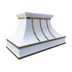 Fobest White Custom Vent Hood Stainless Steel with Brass Strap FSS-443-Stainless Steel Range Hood-Fobest