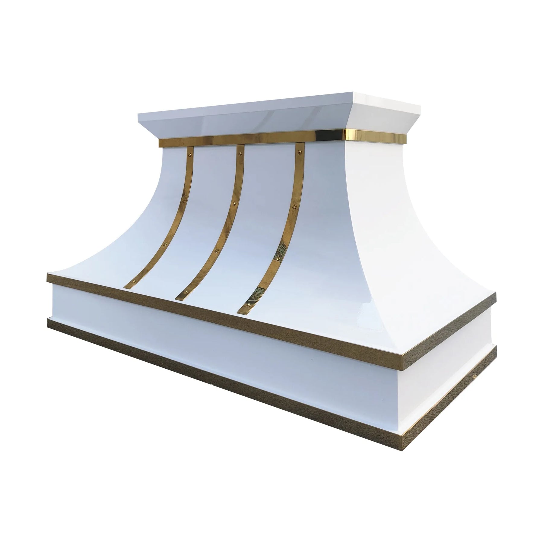 Fobest White Custom Vent Hood Stainless Steel with Brass Strap FSS-443-Stainless Steel Range Hood-Fobest