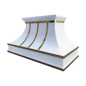 Fobest White Custom Vent Hood Stainless Steel with Brass Strap FSS-443-Stainless Steel Range Hood-Fobest