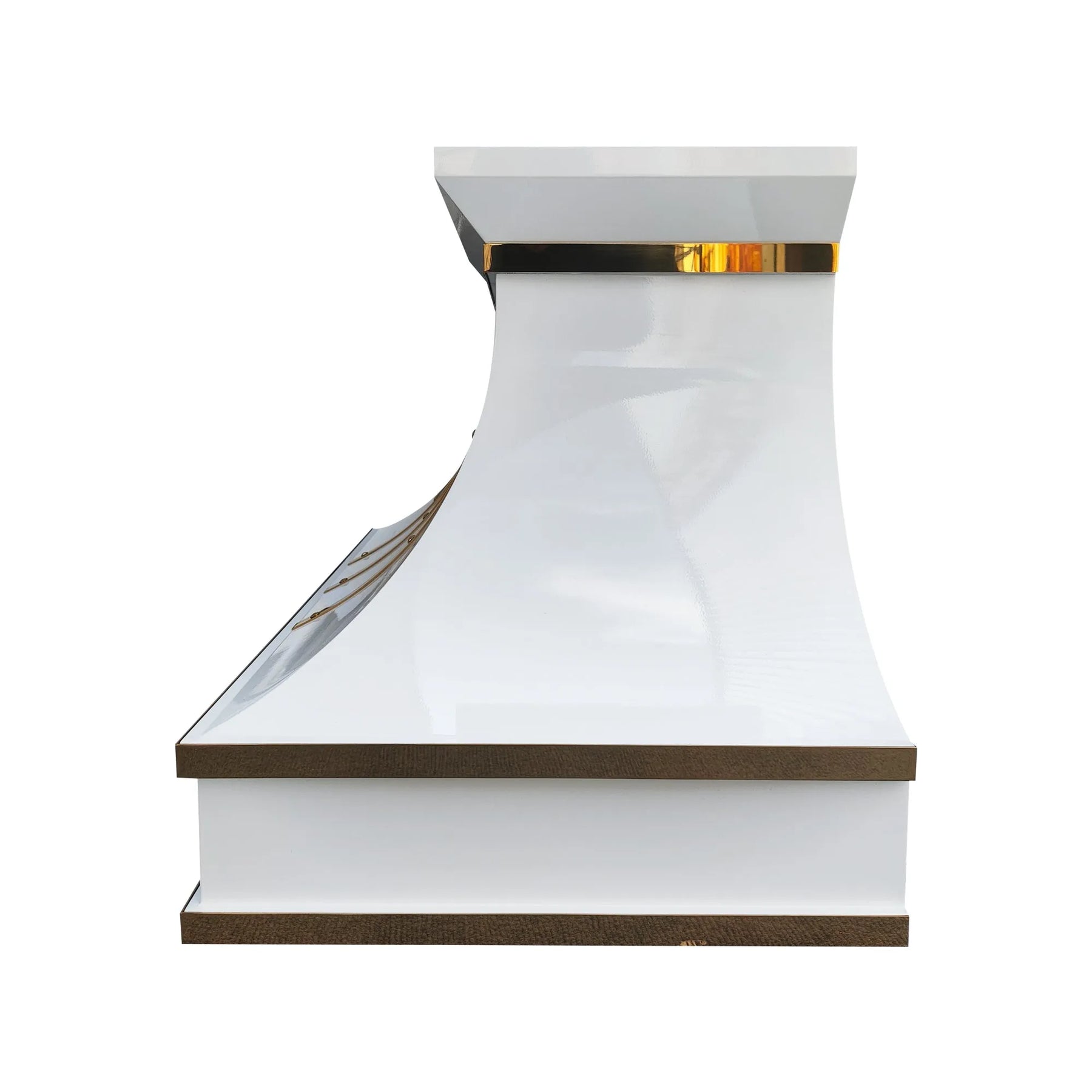 Fobest White Custom Vent Hood Stainless Steel with Brass Strap FSS-443-Stainless Steel Range Hood-Fobest