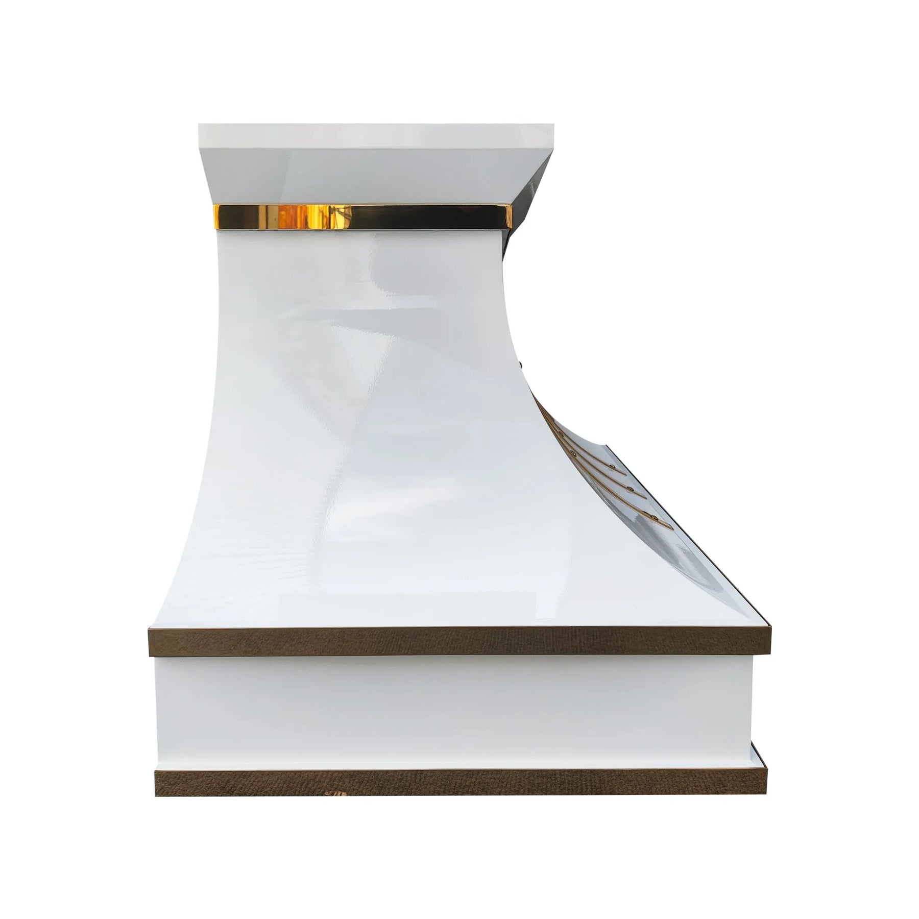 Fobest White Custom Vent Hood Stainless Steel with Brass Strap FSS-443-Stainless Steel Range Hood-Fobest