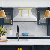 Fobest White Custom Vent Hood Stainless Steel with Brass Strap FSS-443-Stainless Steel Range Hood-Fobest