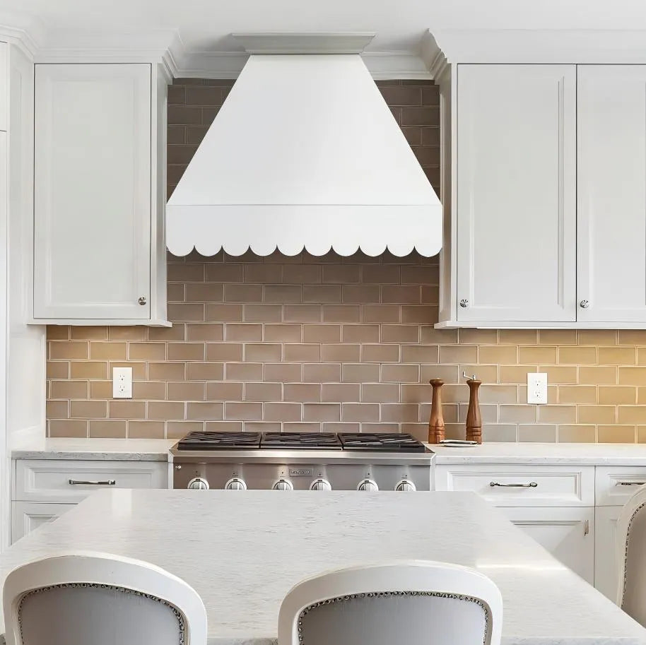 Fobest White Kitchen Range Hood with Scalloped Edge FSS-409-Stainless Steel Range Hood-Fobest