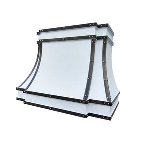 Fobest White Stainless Steel Range Hood Grey Straps FSS-375-Stainless Steel Range Hood-Fobest