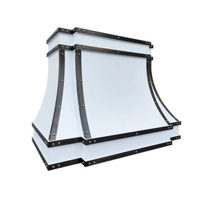 Fobest White Stainless Steel Range Hood Grey Straps FSS-375-Stainless Steel Range Hood-Fobest
