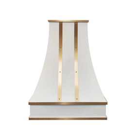Fobest White Stainless Steel Range Hood with Brass Trim Accents FSS-398-Stainless Steel Range Hood-Fobest