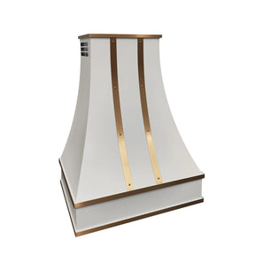 Fobest White Stainless Steel Range Hood with Brass Trim Accents FSS-398-Stainless Steel Range Hood-Fobest