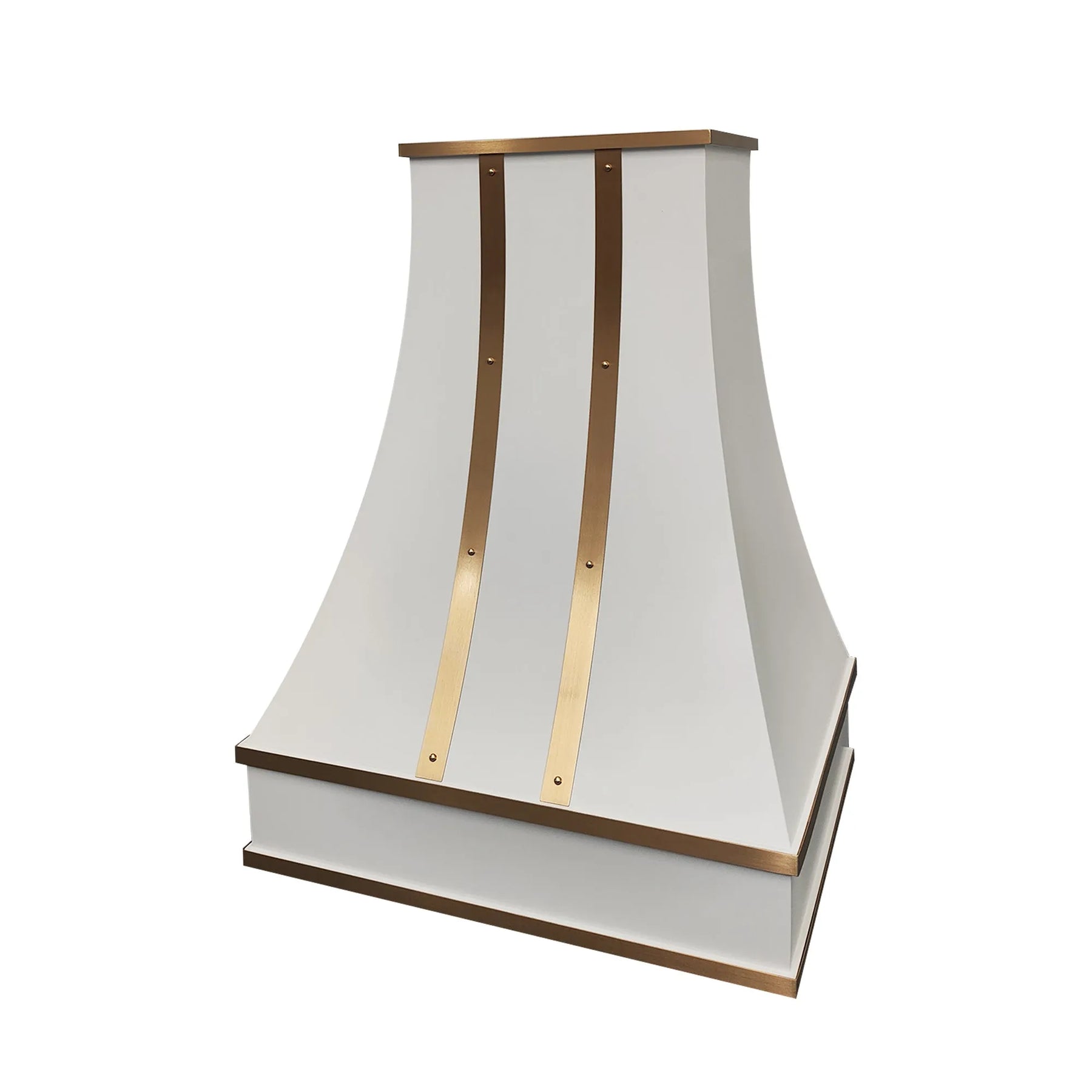 Fobest White Stainless Steel Range Hood with Brass Trim Accents FSS-398-Stainless Steel Range Hood-Fobest