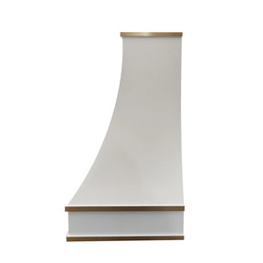 Fobest White Stainless Steel Range Hood with Brass Trim Accents FSS-398-Stainless Steel Range Hood-Fobest
